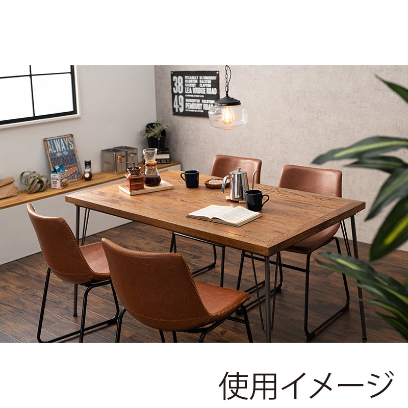 萩原 ダイニング 5点セット 鉄脚テーブル チェアBタイプ ブラウン RT-2943-140-BBR-5S 1セット(ご注文単位1セット)【直送品】