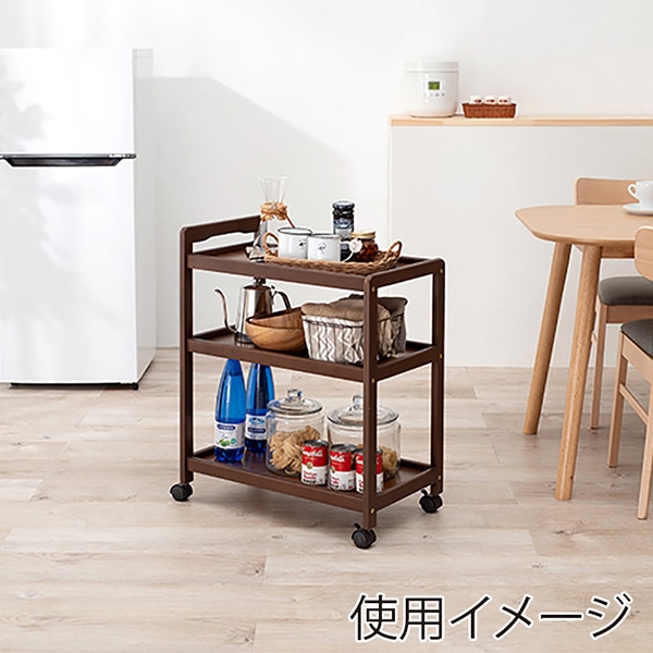 萩原 キッチンワゴン キャスター付 ダークブラウン VW-7977BR 1台(ご注文単位1台)【直送品】