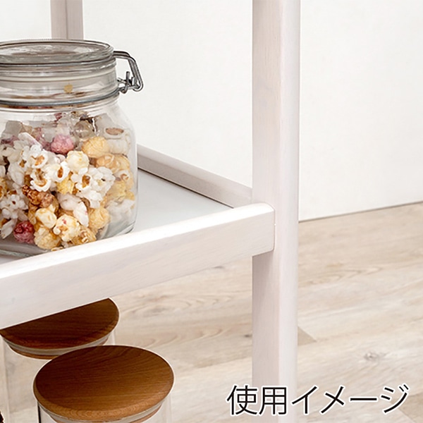 萩原 キッチンワゴン キャスター付 ホワイトウォッシュ VW-7977WS 1台(ご注文単位1台)【直送品】