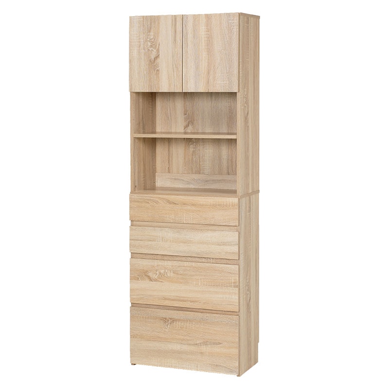 萩原 すき間収納ラック ハイタイプ 幅59cm ナチュラル RCC-1626NA 1台(ご注文単位1台)【直送品】