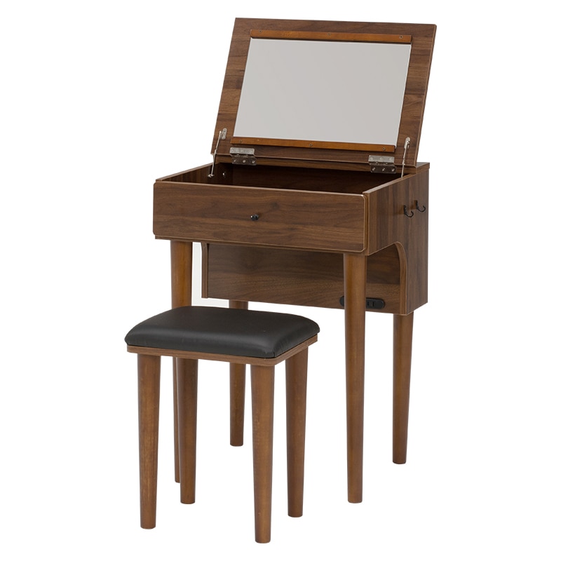 萩原 ドレッサーデスク コンセント付 ダークブラウン MD-6577DBR 1台(ご注文単位1台)【直送品】