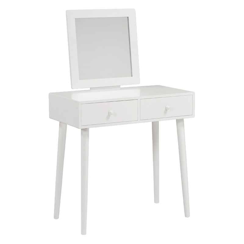 萩原 ドレッサー スツール付 正方形ミラー ホワイト MD-6579WH 1台(ご注文単位1台)【直送品】