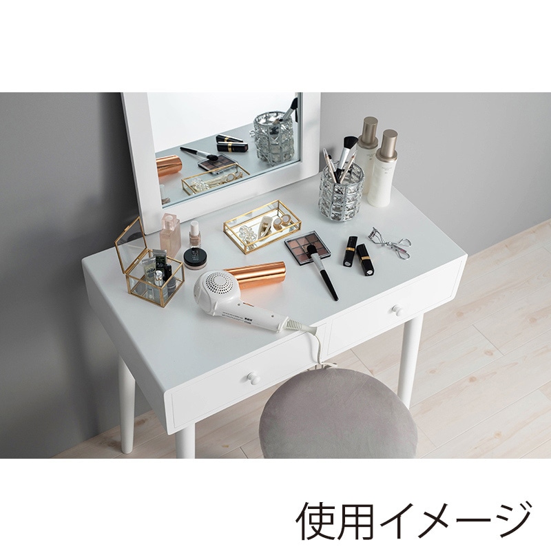 萩原 ドレッサー スツール付 正方形ミラー ホワイト MD-6579WH 1台(ご注文単位1台)【直送品】