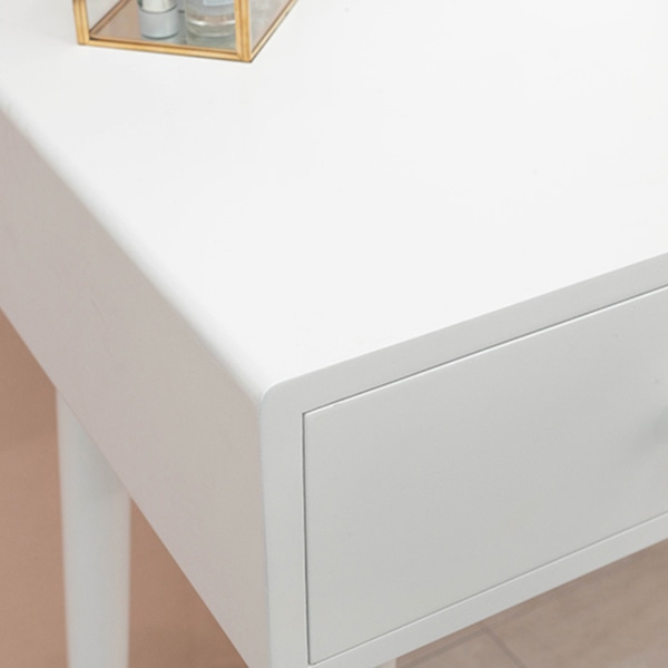 萩原 ドレッサー スツール付 正方形ミラー ホワイト MD-6579WH 1台(ご注文単位1台)【直送品】