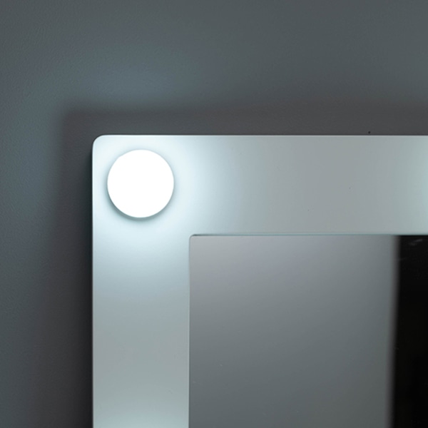 萩原 ドレッサー スツール・LEDライト付 正方形ミラー ホワイト MD-6576WH 1台(ご注文単位1台)【直送品】