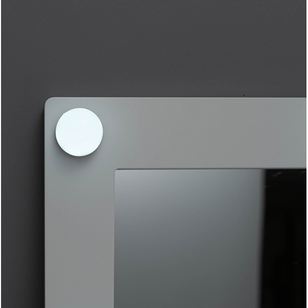 萩原 ドレッサー スツール・LEDライト付 正方形ミラー ホワイト MD-6576WH 1台(ご注文単位1台)【直送品】