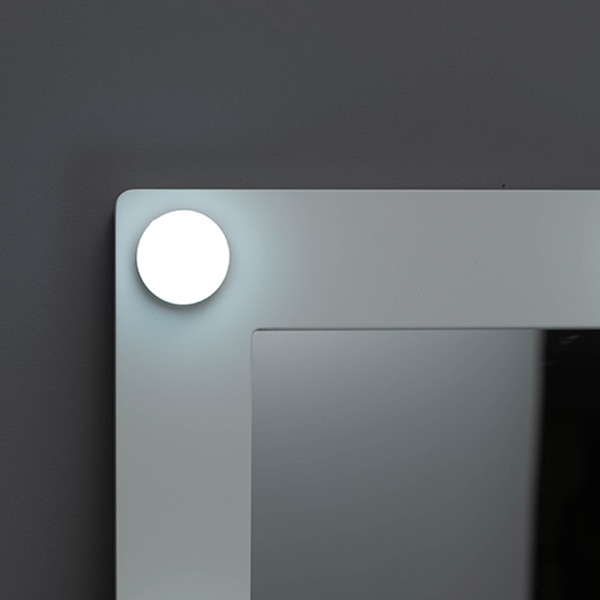 萩原 ドレッサー スツール・LEDライト付 正方形ミラー ホワイト MD-6576WH 1台(ご注文単位1台)【直送品】