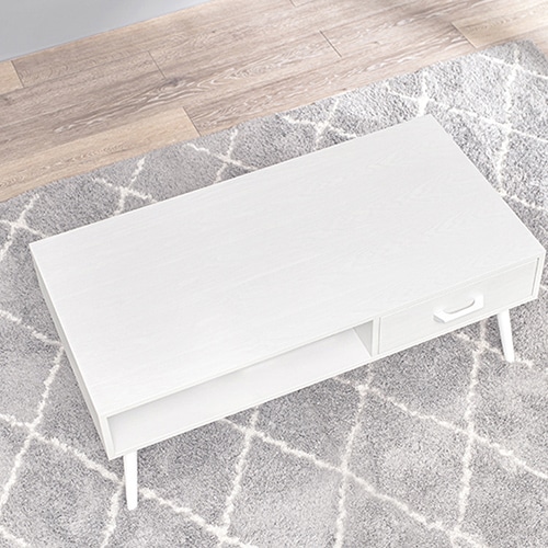 萩原 ローテーブル 幅100cm オープン×引き出し ホワイトウオッシュ MT-6542WS 1台(ご注文単位1台)【直送品】