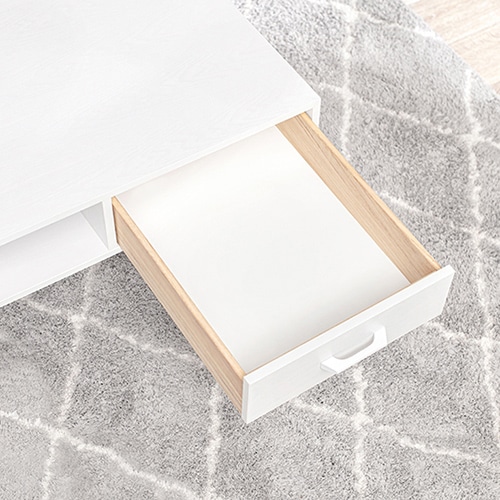 萩原 ローテーブル 幅100cm オープン×引き出し ホワイトウオッシュ MT-6542WS 1台(ご注文単位1台)【直送品】