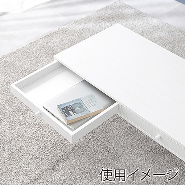 萩原 ローテーブル 幅100cm 引き出し×2 ホワイトウオッシュ MT-6622WS 1台(ご注文単位1台)【直送品】