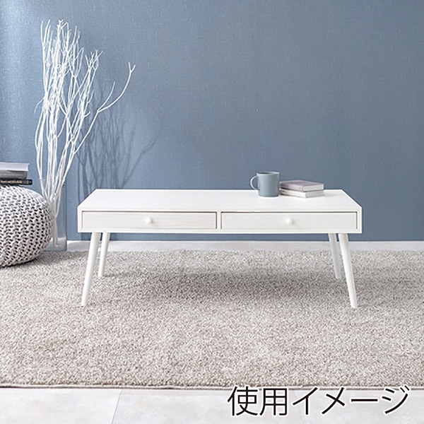 萩原 ローテーブル 幅100cm 引き出し×2 ホワイトウオッシュ MT-6622WS 1台(ご注文単位1台)【直送品】