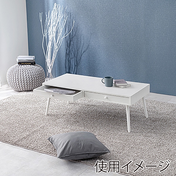 萩原 ローテーブル 幅100cm 引き出し×2 ホワイトウオッシュ MT-6622WS 1台(ご注文単位1台)【直送品】