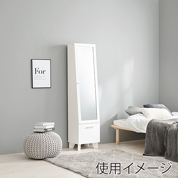 萩原 ミラー付き収納庫 ホワイト RD-1831WH 1台(ご注文単位1台)【直送品】