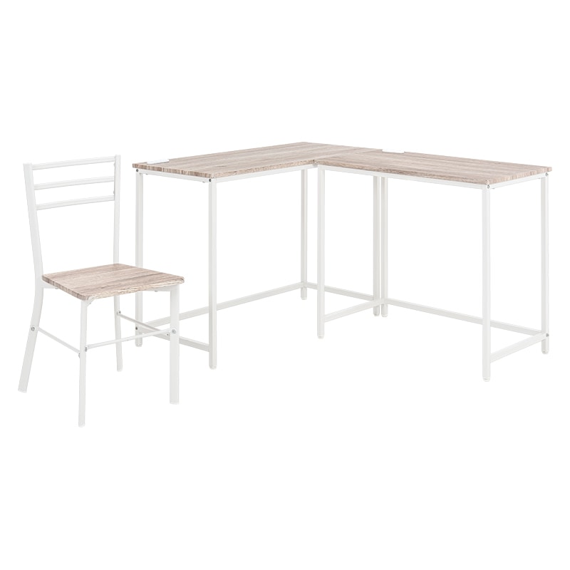 萩原 ロングデスク・デスク・チェア 3点セット ホワイト LDC-4697WH-TS 1セット(ご注文単位1セット)【直送品】