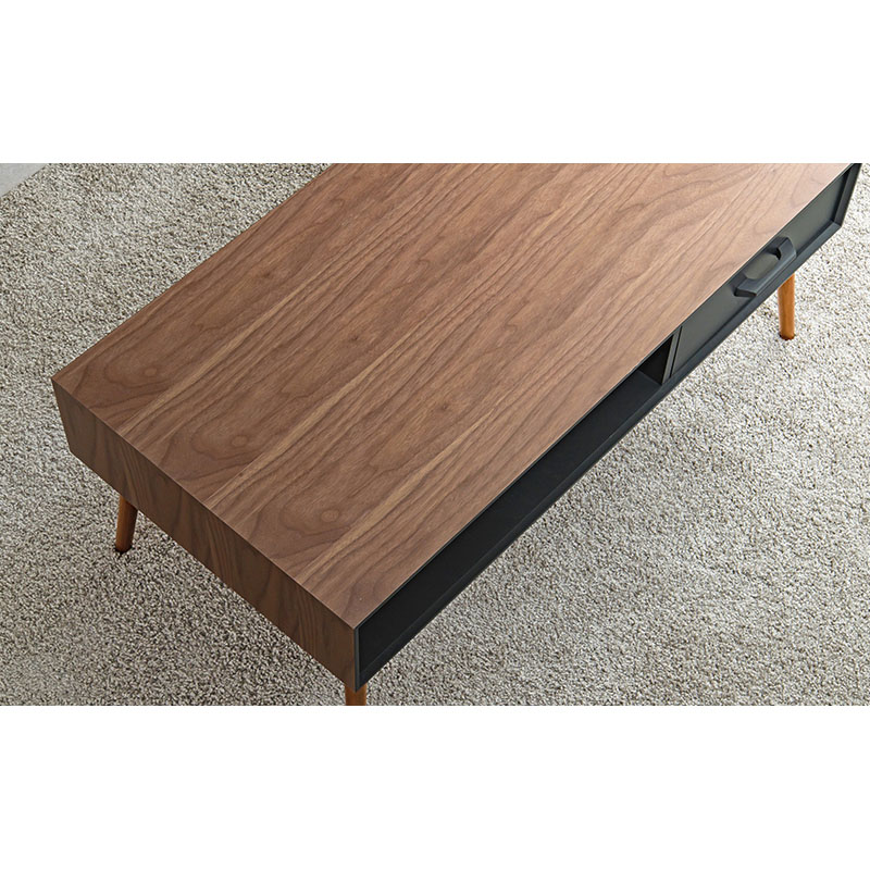 萩原 ローテーブル 幅80cm 引き出し×2 ブラウン MT-6765BR 1台(ご注文単位1台)【直送品】