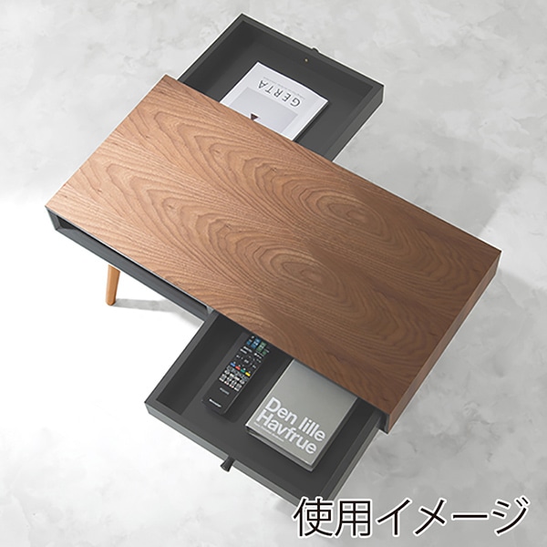 萩原 ローテーブル 幅80cm 引き出し×2 ブラウン MT-6765BR 1台(ご注文単位1台)【直送品】