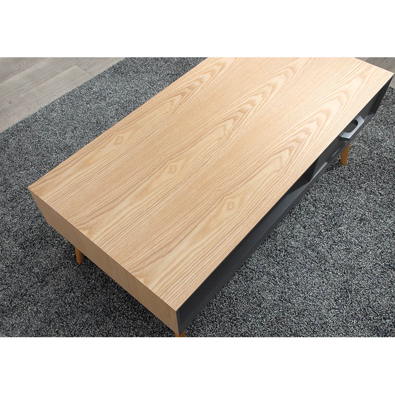 萩原 ローテーブル 幅80cm 引き出し×2 ナチュラル MT-6765NA 1台(ご注文単位1台)【直送品】