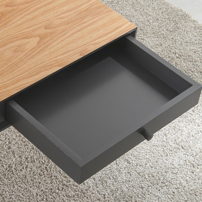 萩原 ローテーブル 幅80cm 引き出し×2 ナチュラル MT-6765NA 1台(ご注文単位1台)【直送品】