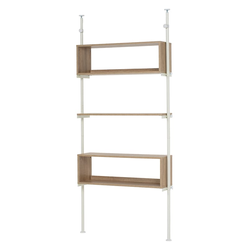 萩原 突っ張りラック ナチュラル×アイボリー KTR-3134WH 1台(ご注文単位1台)【直送品】