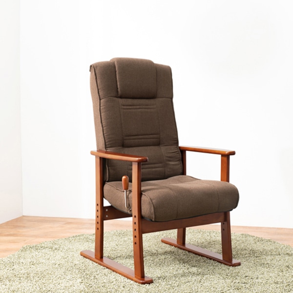 萩原 リクライニング高座椅子 ブラウン LZ-4377BR 1台(ご注文単位1台)【直送品】