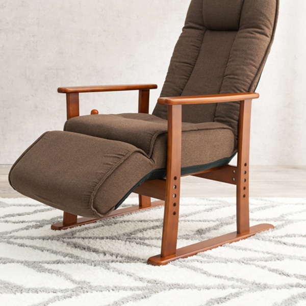 萩原 リクライニング高座椅子 ヘッド・フットレスト付 ブラウン LZ-4379BR 1台(ご注文単位1台)【直送品】