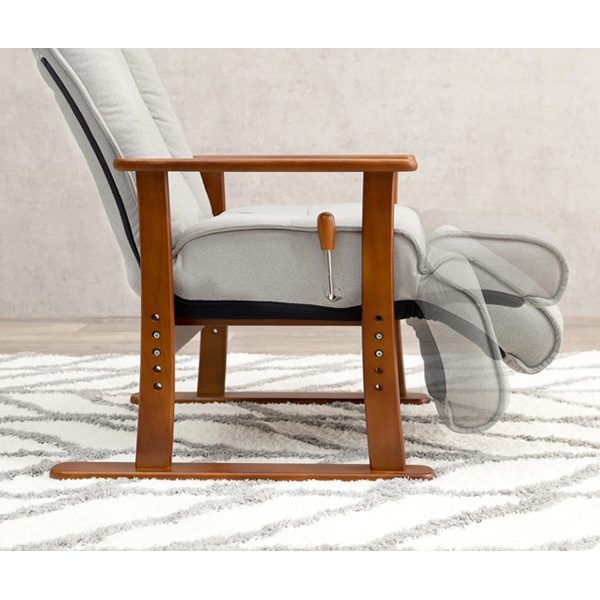 萩原 リクライニング高座椅子 ヘッド・フットレスト付 グレー LZ-4379GY 1台(ご注文単位1台)【直送品】