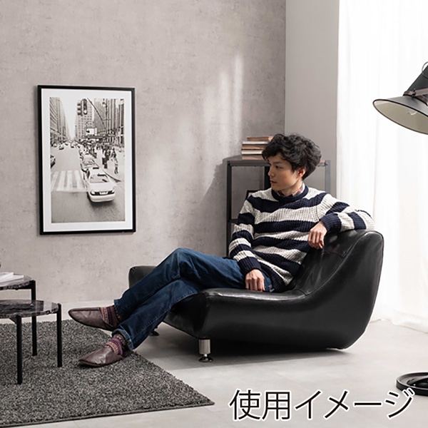 萩原 ローソファー 1人掛け ブラック ライノス1P-PBK 1台(ご注文単位1台)【直送品】