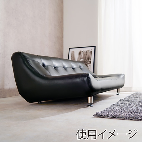 萩原 ローソファー 2人掛け ブラック ライノス2P-PBK 1台(ご注文単位1台)【直送品】