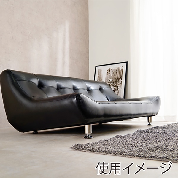 萩原 ローソファー 2人掛け ブラック ライノス2P-PBK 1台(ご注文単位1台)【直送品】