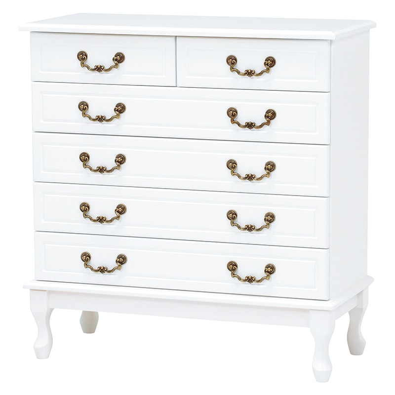 萩原 ワイドチェスト アンティーク調取っ手 MCH-6328WH 1台(ご注文単位1台)【直送品】