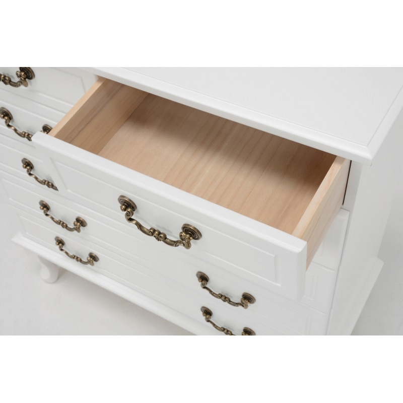 萩原 ワイドチェスト アンティーク調取っ手 MCH-6328WH 1台(ご注文単位1台)【直送品】