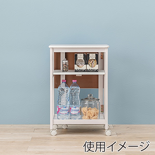 萩原 バタフライキッチンワゴン 可動棚×2枚 ホワイトウォッシュ VW-7984WS 1台(ご注文単位1台)【直送品】