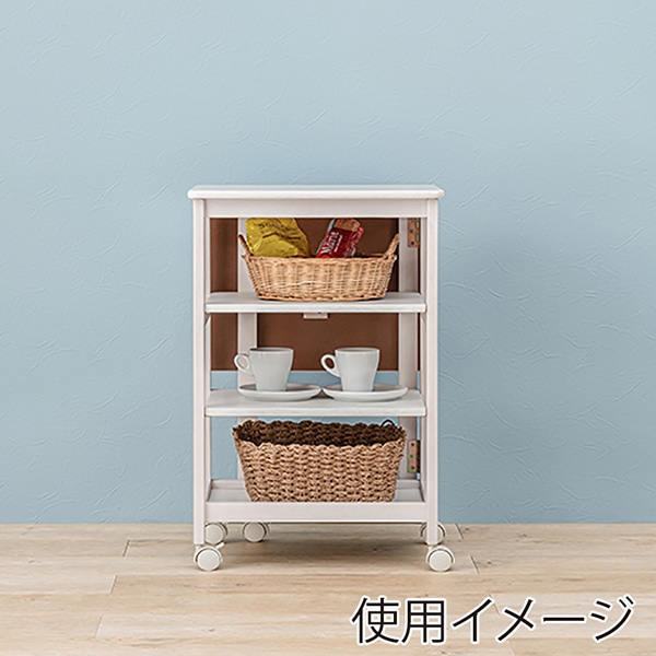 萩原 バタフライキッチンワゴン 可動棚×2枚 ホワイトウォッシュ VW-7984WS 1台(ご注文単位1台)【直送品】