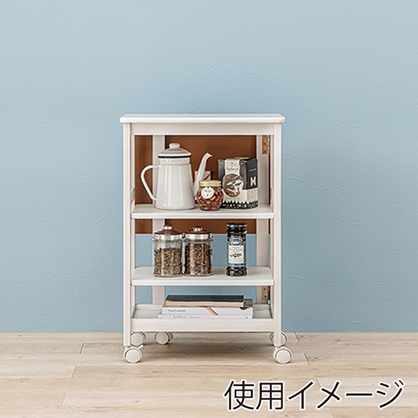 萩原 バタフライキッチンワゴン 可動棚×2枚 ホワイトウォッシュ VW-7984WS 1台(ご注文単位1台)【直送品】