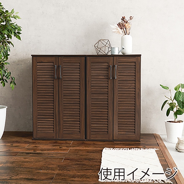 萩原 ルーバー扉シューズラック　幅60cm ブラウン RSR-1700BR 1台（ご注文単位1台）【直送品】