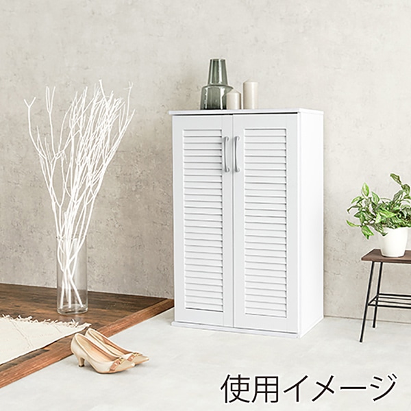 萩原 ルーバー扉シューズラック 幅60cm ホワイト RSR-1700WH 1台(ご注文単位1台)【直送品】