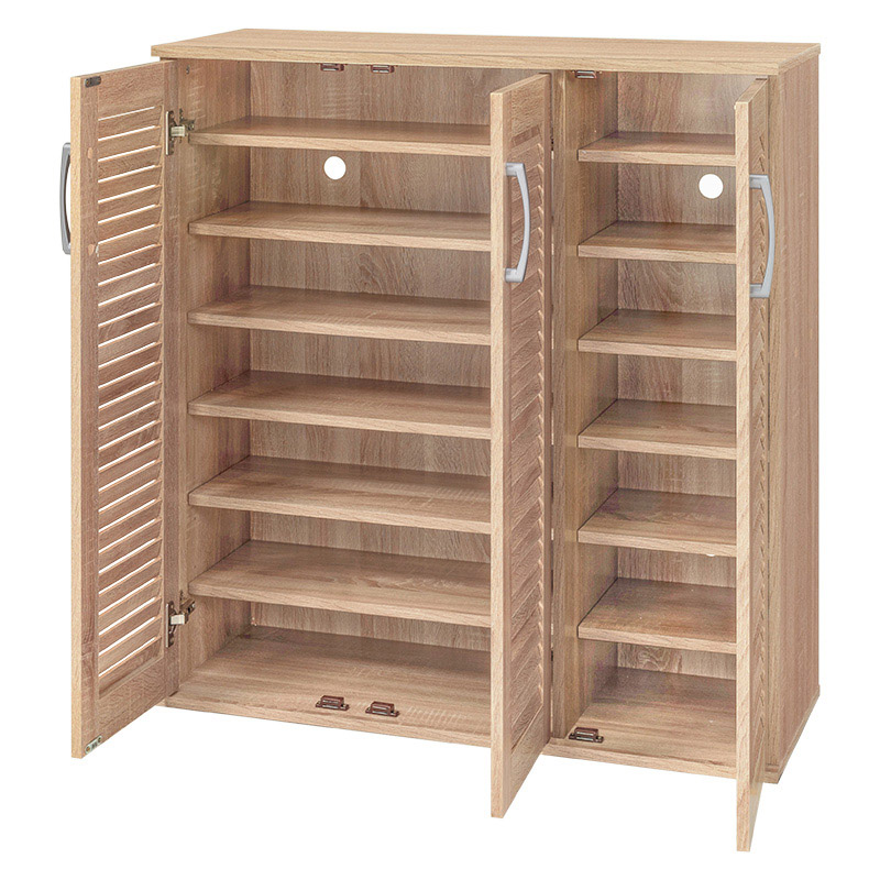 萩原 ルーバー扉シューズラック 幅89cm ナチュラル RSR-1701NA 1台(ご注文単位1台)【直送品】