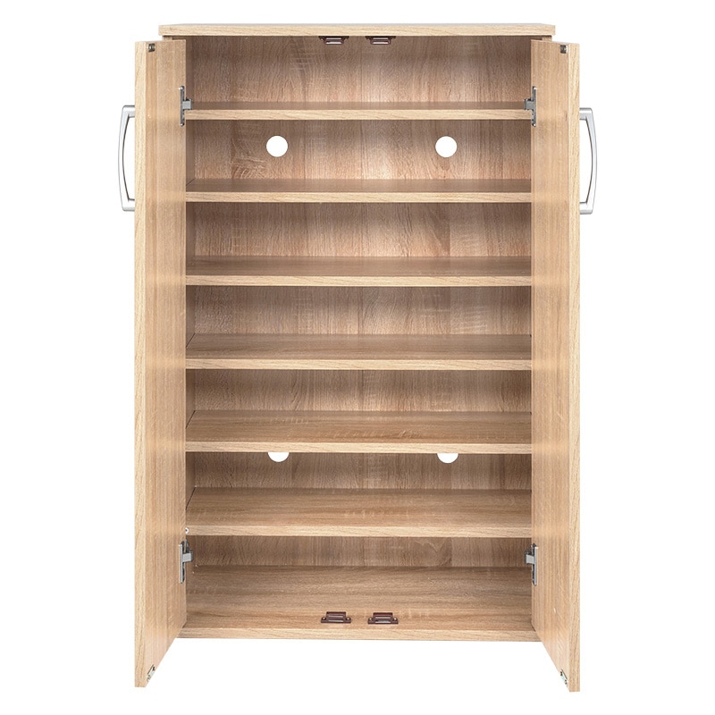 萩原 フラット扉シューズラック　幅60cm ナチュラル RSR-1702NA 1台（ご注文単位1台）【直送品】