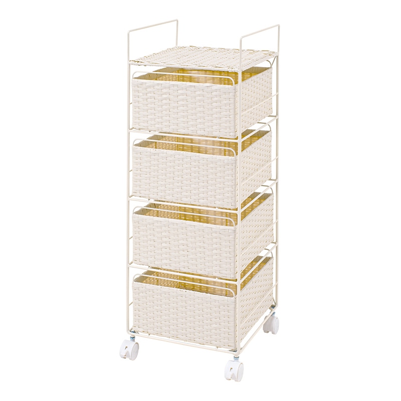 萩原 ランドリーチェスト 幅30cm 4段 ホワイト RAN-2434WH 1台(ご注文単位1台)【直送品】