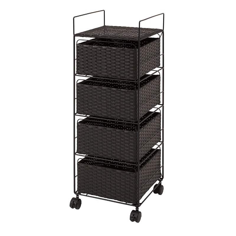 萩原 ランドリーチェスト 幅30cm 4段 ダークブラウン RAN-2434DBR 1台(ご注文単位1台)【直送品】