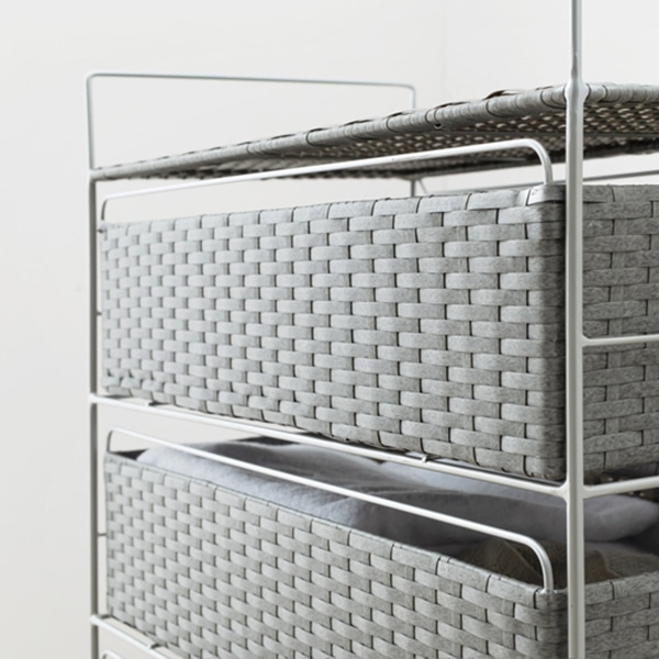 萩原 ランドリーチェスト 幅40cm 4段 グレー RAN-2435GY 1台(ご注文単位1台)【直送品】