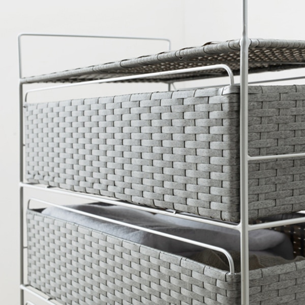 萩原 ランドリーチェスト 幅50cm 4段 グレー RAN-2436GY 1台(ご注文単位1台)【直送品】