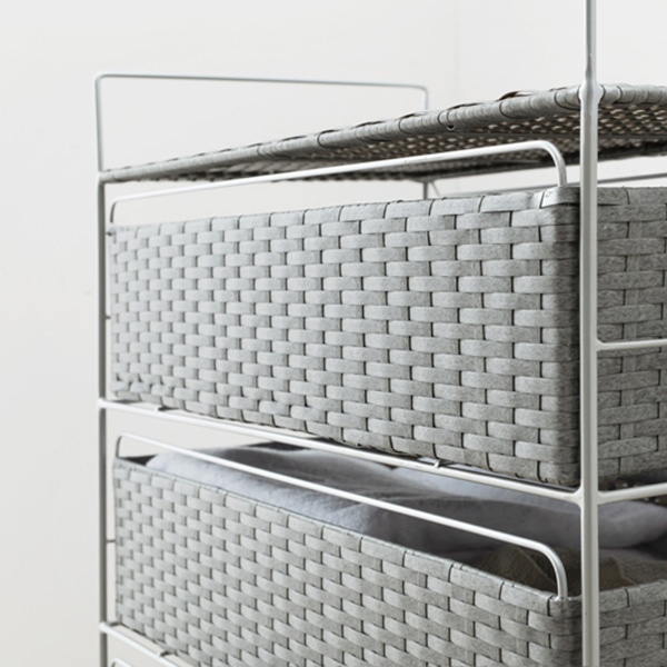 萩原 ランドリーチェスト 幅60cm 4段 グレー RAN-2437GY 1台(ご注文単位1台)【直送品】