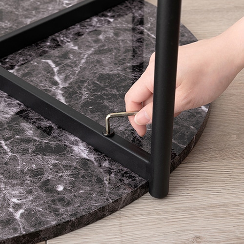 萩原 ネストテーブル　丸型　大・小セット マーブルブラック LT-4666MBK 1台（ご注文単位1台）【直送品】