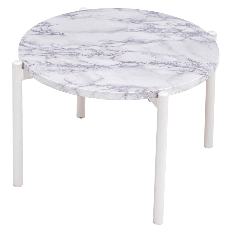 萩原 ネストテーブル　丸型　大・小セット マーブルホワイト LT-4666MWH 1台（ご注文単位1台）【直送品】