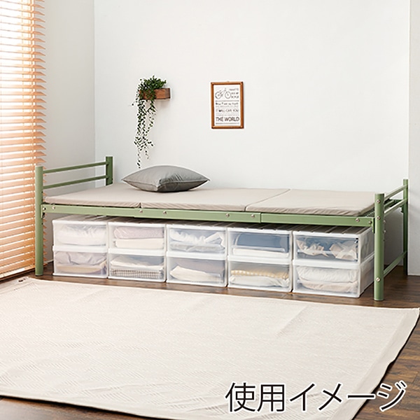 萩原 パイプベッド シングルロング オリーブグリーン KH-3961M-GR 1台(ご注文単位1台)【直送品】