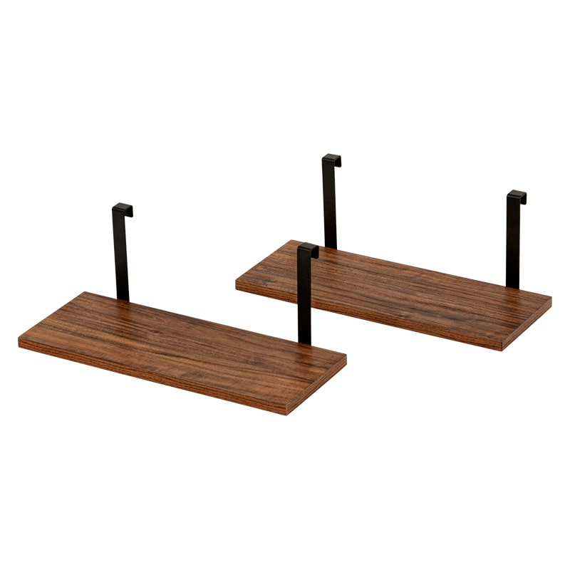 萩原 突っ張り式ウォールラック 追加棚 幅40cm 2枚組 ブラウン×ブラック KTR-3142-T40BB 1セット(ご注文単位1セット)【直送品】