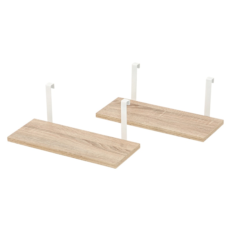 萩原 突っ張り式ウォールラック 追加棚 幅40cm 2枚組 ナチュラル×ホワイト KTR-3142-T40NW 1セット(ご注文単位1セット)【直送品】