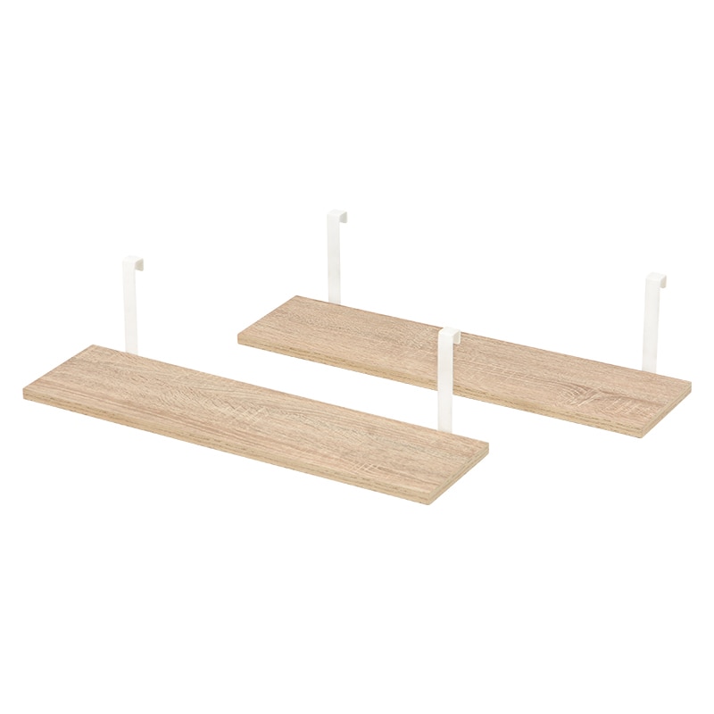 萩原 突っ張り式ウォールラック 追加棚 幅60cm 2枚組 ナチュラル×ホワイト KTR-3142-T60NW 1セット(ご注文単位1セット)【直送品】