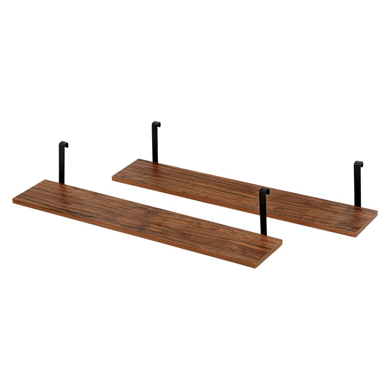 萩原 突っ張り式ウォールラック 追加棚 幅80cm 2枚組 ブラウン×ブラック KTR-3142-T80BB 1セット(ご注文単位1セット)【直送品】